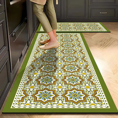 Zestaw dywanów z nadrukiem kwiatowym w stylu retro (2 sztuki) - 40×60 cm + 40×120 cm