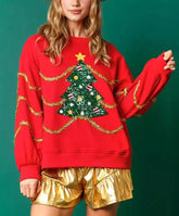 Damska cekinowa bluza z motywem choinki