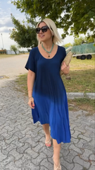 Damska gradientowa sukienka z krótkim rękawem