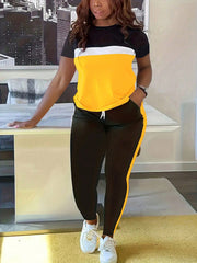 Letni modny, kontrastowy, kolorowy, swobodny, sportowy garnitur