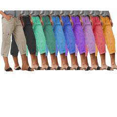 Spodnie cargo Capri ze średnim stanem i zakładkami na dole i wieloma kieszeniami