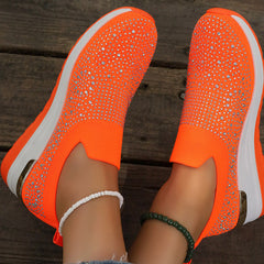 Trampki z siateczki z kryształkami wsuwane na co dzień dla kobiet