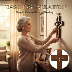 Ręcznie rzeźbiona drewniana dekoracja ścienna z krzyżem w kształcie serca