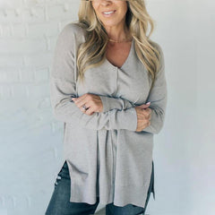 💝Gorąca wyprzedaż💝Damski sweter na co dzień z miękkim przodem i dekoltem w szpic