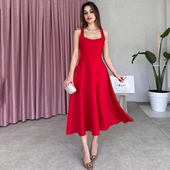 🌈💫Solidna i elegancka: sukienka z kwadratowym dekoltem i francuskimi szelkami💃✨