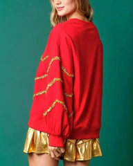 Damska cekinowa bluza z motywem choinki