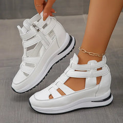 🔥Ostatni dzień 50% zniżki - Wygodne, lekkie sandały na koturnie z bocznym zamkiem