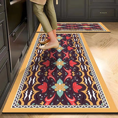 Zestaw dywanów z nadrukiem kwiatowym w stylu retro (2 sztuki) - 40×60 cm + 40×120 cm