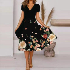 Sukienka z nadrukiem z bawełny i lnu