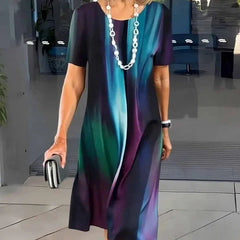 Sukienka plisowana z nadrukiem