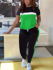 Letni modny, kontrastowy, kolorowy, swobodny, sportowy garnitur