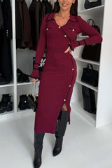 Damska elegancka dzianinowa sukienka o dopasowanym kroju