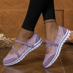 Damskie eleganckie, koronkowe, oddychające, wsuwane, ortopedyczne trampki