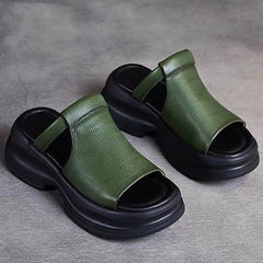 2025 nowe ręcznie robione sandały na koturnie z miękkim spodem i pyskiem ryby