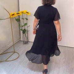 Elegancka, zwiewna sukienka z szyfonu z marszczonym dołem dla kobiet