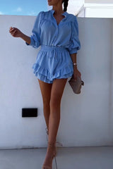 Dwuczęściowy komplet składający się z koszuli i spódnicy na co dzień