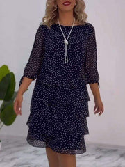 Damska sukienka z okrągłym dekoltem i cekinami