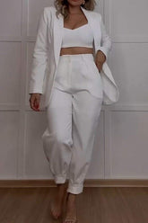 Damski garnitur casual z długimi rękawami i klapami