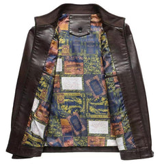 Ciepła męska kurtka skórzana z pluszową podszewką