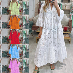 💕Eleganckie długie sukienki damskie z dekoltem w serek ✨