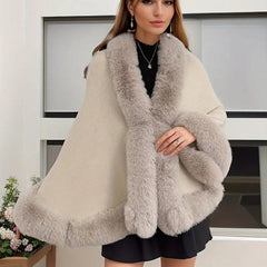 Damski puszysty szal ponczo