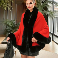 Damski puszysty szal ponczo