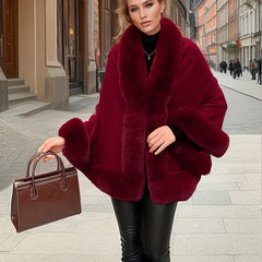 Damski puszysty szal ponczo