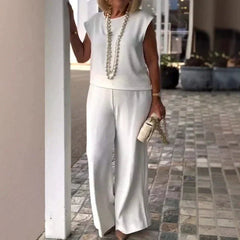 💖Bawełniany lniany top damski bez rękawów i spodnie