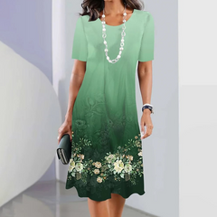 🌸Damska elegancka sukienka z okrągłym dekoltem w kwiatowy print