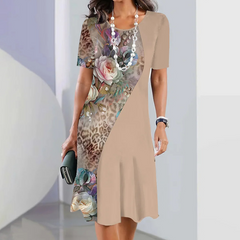 🌸Damska elegancka sukienka z okrągłym dekoltem w kwiatowy print
