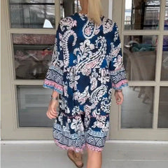 【S-3XL】💐Damska swobodna sukienka z dekoltem V w kwiatowy print