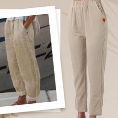 Oddychające Lniane Spodnie Casualowe
