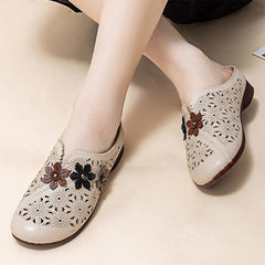 【EU 35-42】🌸Eleganckie damskie skórzane sandały z wyciętym kwiatowym wzorem