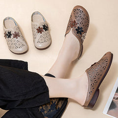 【EU 35-42】🌸Eleganckie damskie skórzane sandały z wyciętym kwiatowym wzorem