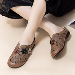 【EU 35-42】🌸Eleganckie damskie skórzane sandały z wyciętym kwiatowym wzorem