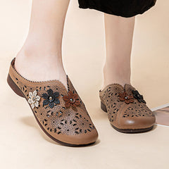 【EU 35-42】🌸Eleganckie damskie skórzane sandały z wyciętym kwiatowym wzorem