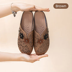 【EU 35-42】🌸Eleganckie damskie skórzane sandały z wyciętym kwiatowym wzorem