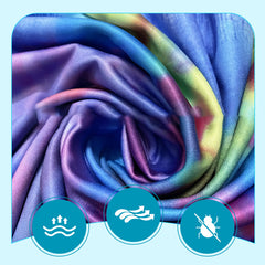 Sukienka damska z luźnym nadrukiem i długim dekoltem w serek