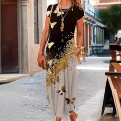 🔥 Damskie długie sukienki z nadrukiem na koszulce