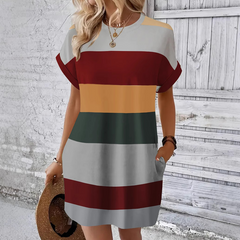 Sukienka damska casual z okolicznicem rundym