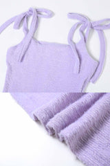 Solidna pluszowa sukienka z rozcięciem na ramiączkach