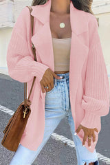 Dzianinowy kardigan średniej długości z kołnierzykiem