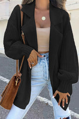 Dzianinowy kardigan średniej długości z kołnierzykiem