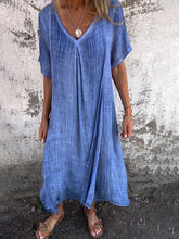 Sukienka z dekoltem w kształcie litery V, wykonana z bawełny i lnu