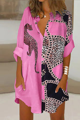 Modna damska koszula kardigan z długim rękawem i nadrukiem