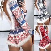 👅Damski kombinezon w stylu retro, z nadrukiem świątecznym, do noszenia na co dzień