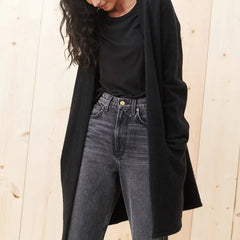 🔥Długi sweterek z naszywką i kieszeniami sweterek z dzianiny