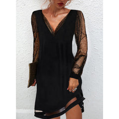 ✨Sukienka z koronkowymi rękawami i dekoltem w kształcie litery V
