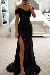 Wieczorowa sukienka maxi z cekinami i marszczonymi ramionami Diamond World