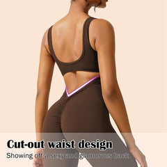 Rozkloszowane pajacyki bez rękawów Seksowne body z odkrytymi plecami, z wycięciem na tyłku, bezszwowe kombinezony do jogi